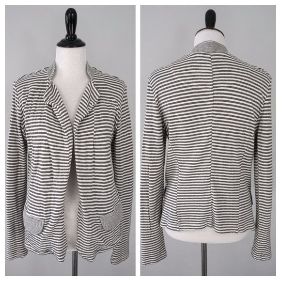 ANTHROPOLOGIE Dolan Gray White Striped Open Jacket - Picture 1 of 4
